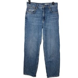 Zara Woman Jeans Blue Denim Straight Leg High Waist Cotton Blend EU 42 USA 10